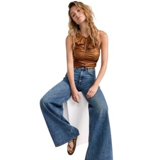 Free People Ride Along Ruched Crop Tank